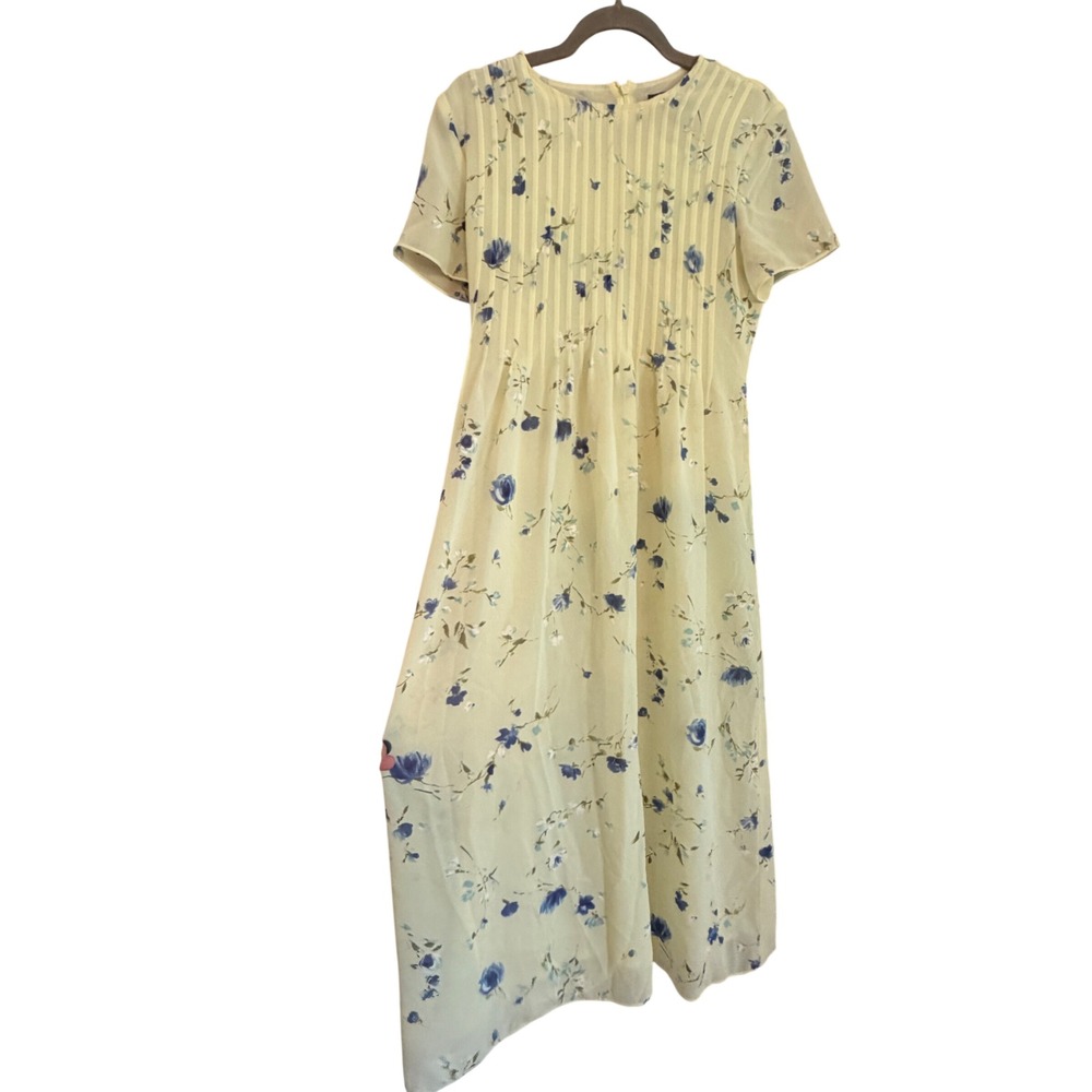 VTG Style Attitude Floral Chiffon Maxi Dress Womens 8P Flowy Cottagecore Fairy